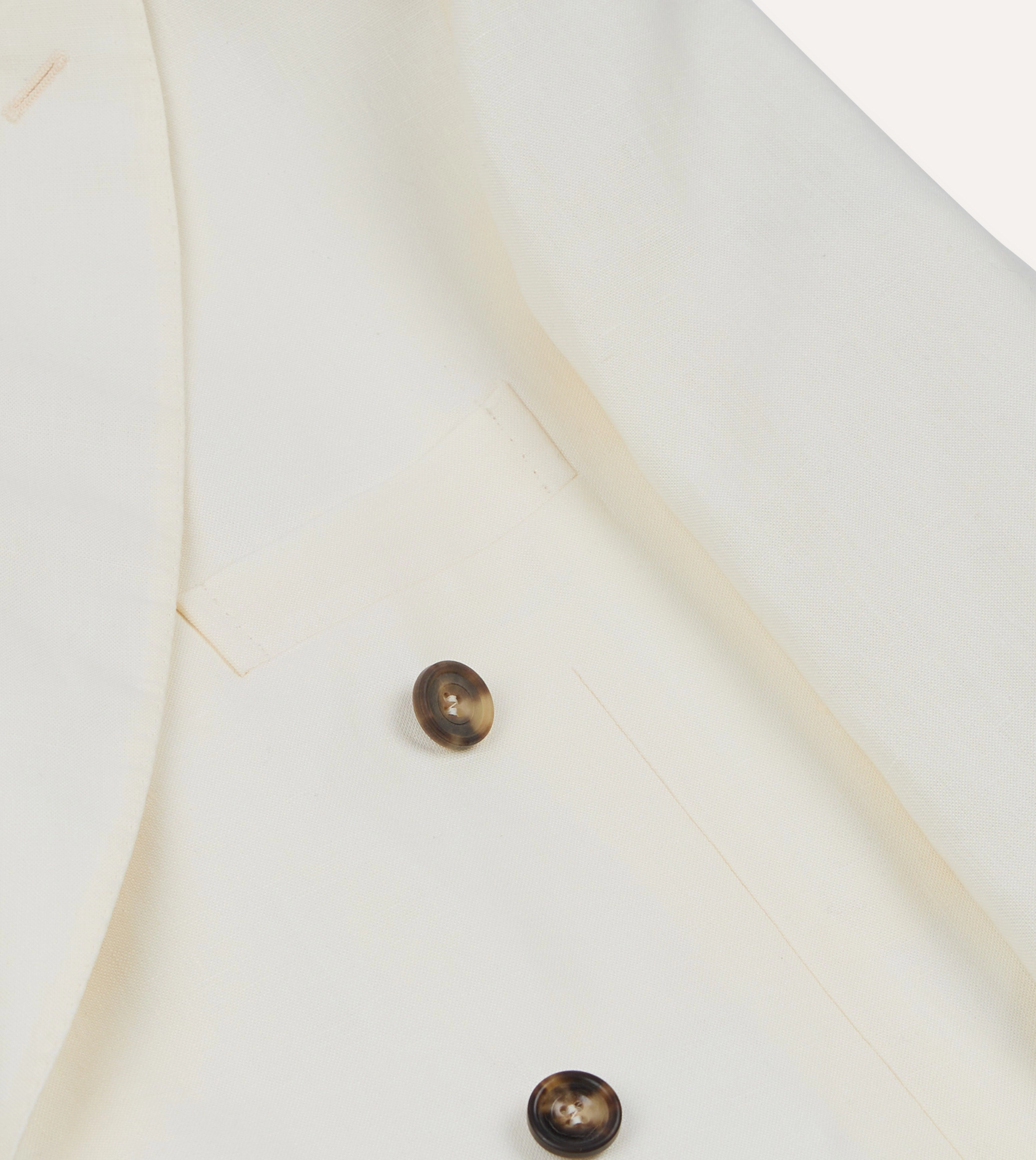 Ecru Linen Double-Breasted Tailored Jacket
