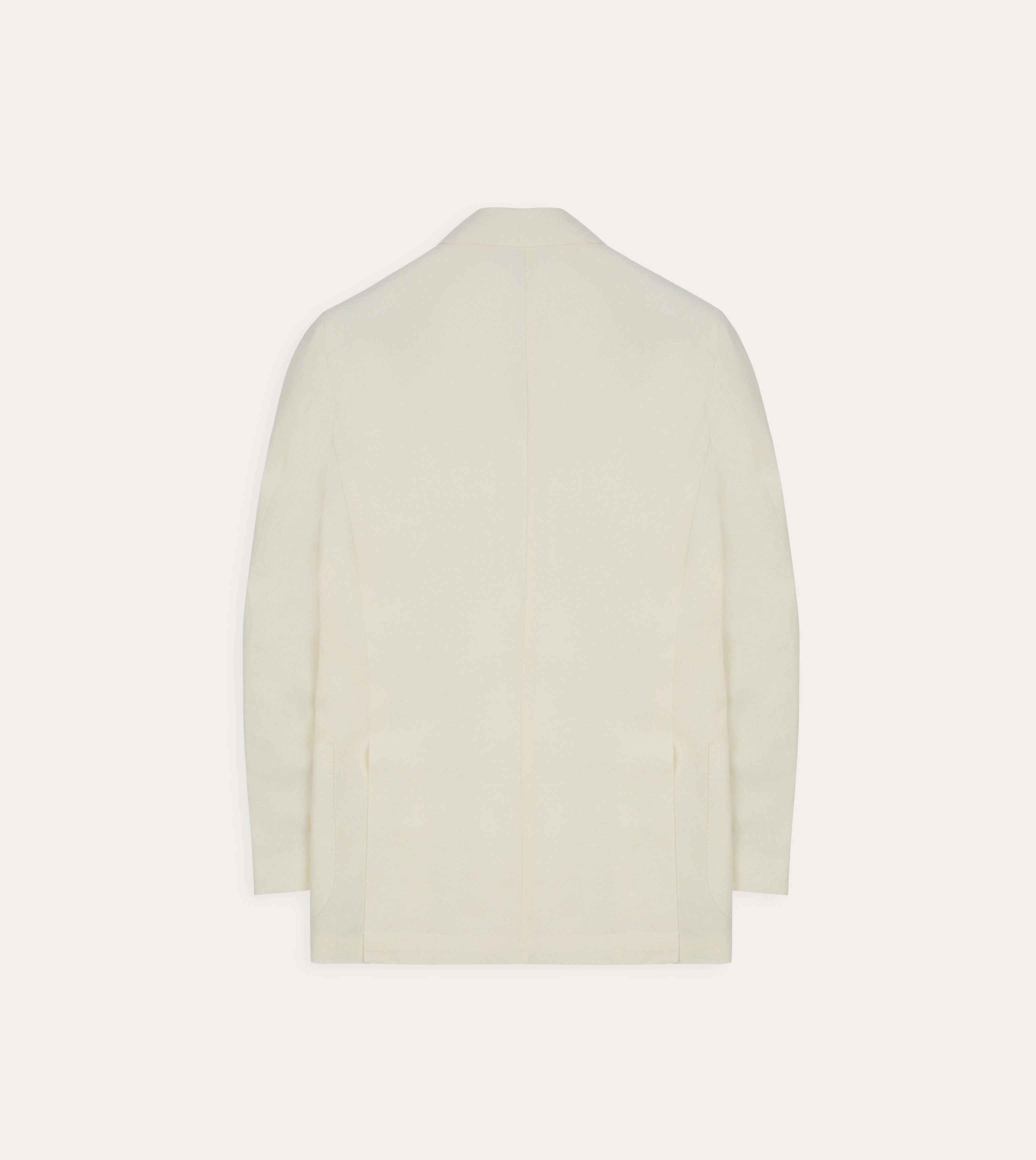 Ecru Linen Double-Breasted Tailored Jacket