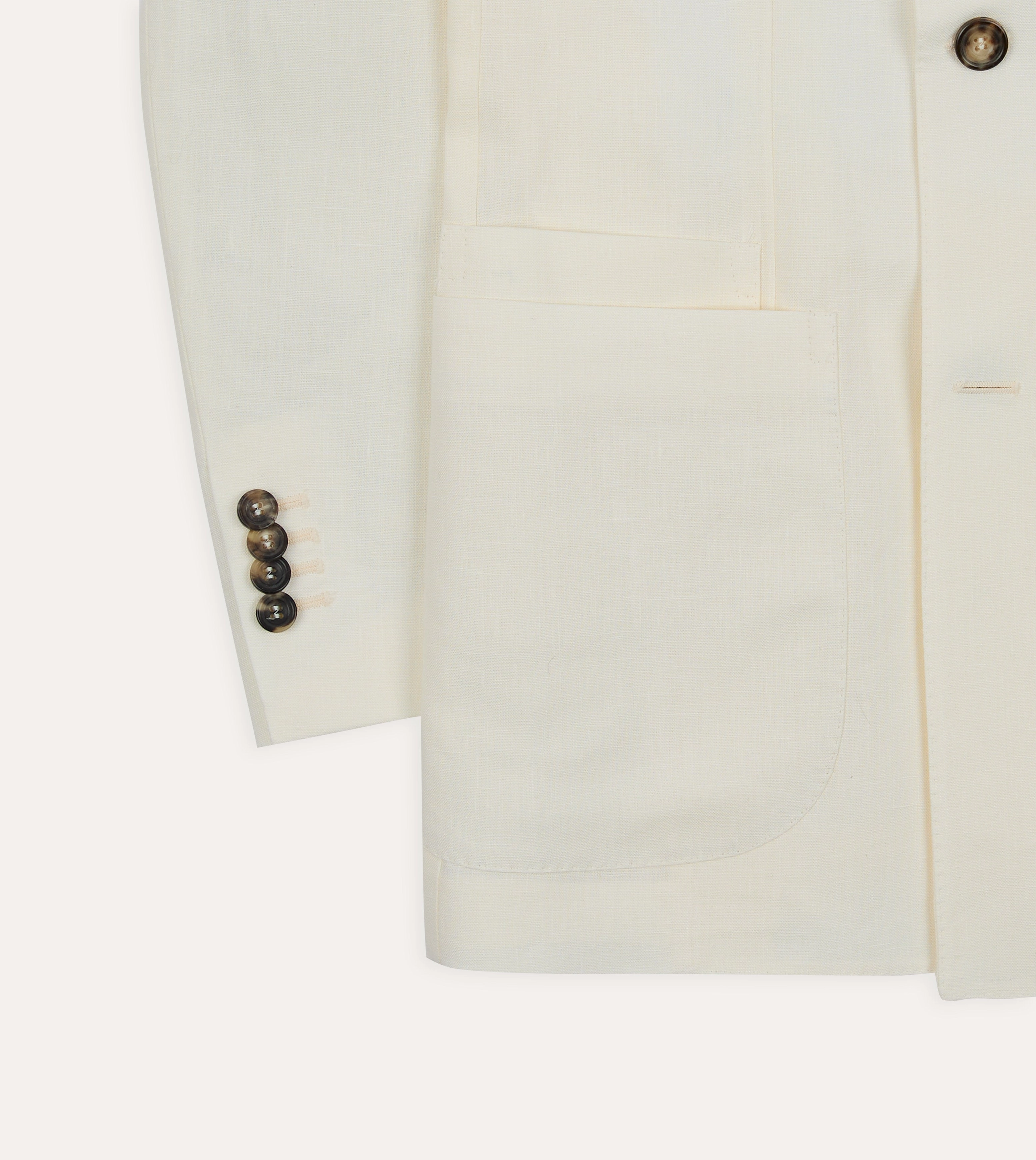 Ecru Linen Double-Breasted Tailored Jacket