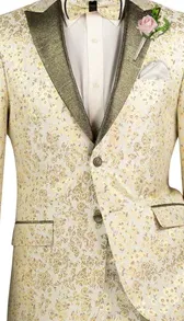 Eldoria Collection: Champagne 2 Piece Jacquard Fabric Single Breasted Slim Fit Tuxedo