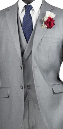 Elite Edit Collection: Light Grey 2 Piece Solid Color Single Breasted Modern Fit Suit