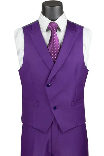 Elite Edit Collection: Purple 2 Piece Solid Color Single Breasted Modern Fit Suit