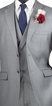 Elite Edit Collection: Light Grey 2 Piece Solid Color Single Breasted Modern Fit Suit