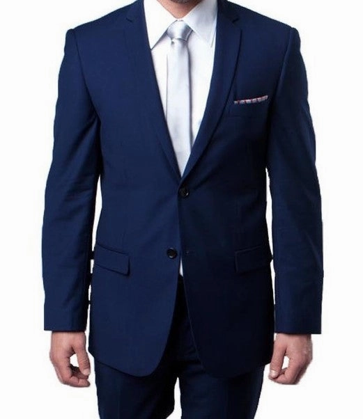 Essential Elegance Collection: Men's Two-Piece Suit Slim Fit with Notch Lapel In Blue - Slim Fit