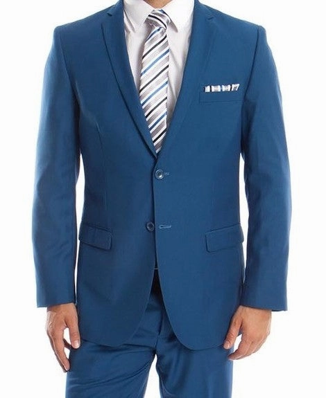 Essential Elegance Collection: Men's Two-Piece Suit Slim Fit with Notch Lapel In French Blue - Slim Fit