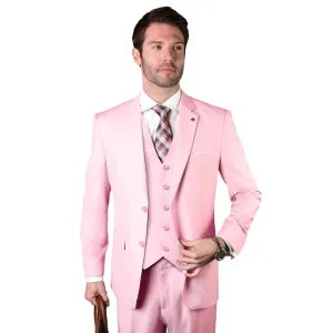 Europa Collection: Pink 3-Piece Modern Fit Suit – Super 180's Italian Wool