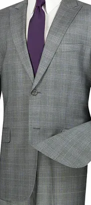 Fashinique Collection: Grey 2 Piece Glen Plaid Single Breasted Regular Fit Suit