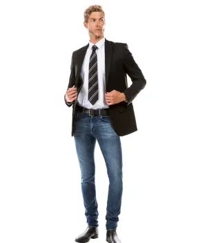 Fornido Collection: Black Solid Color Single Breasted Jacket- Modern Fit