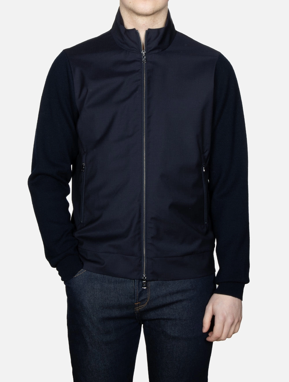 Full Zip Hybrid with Loro Piana Navy