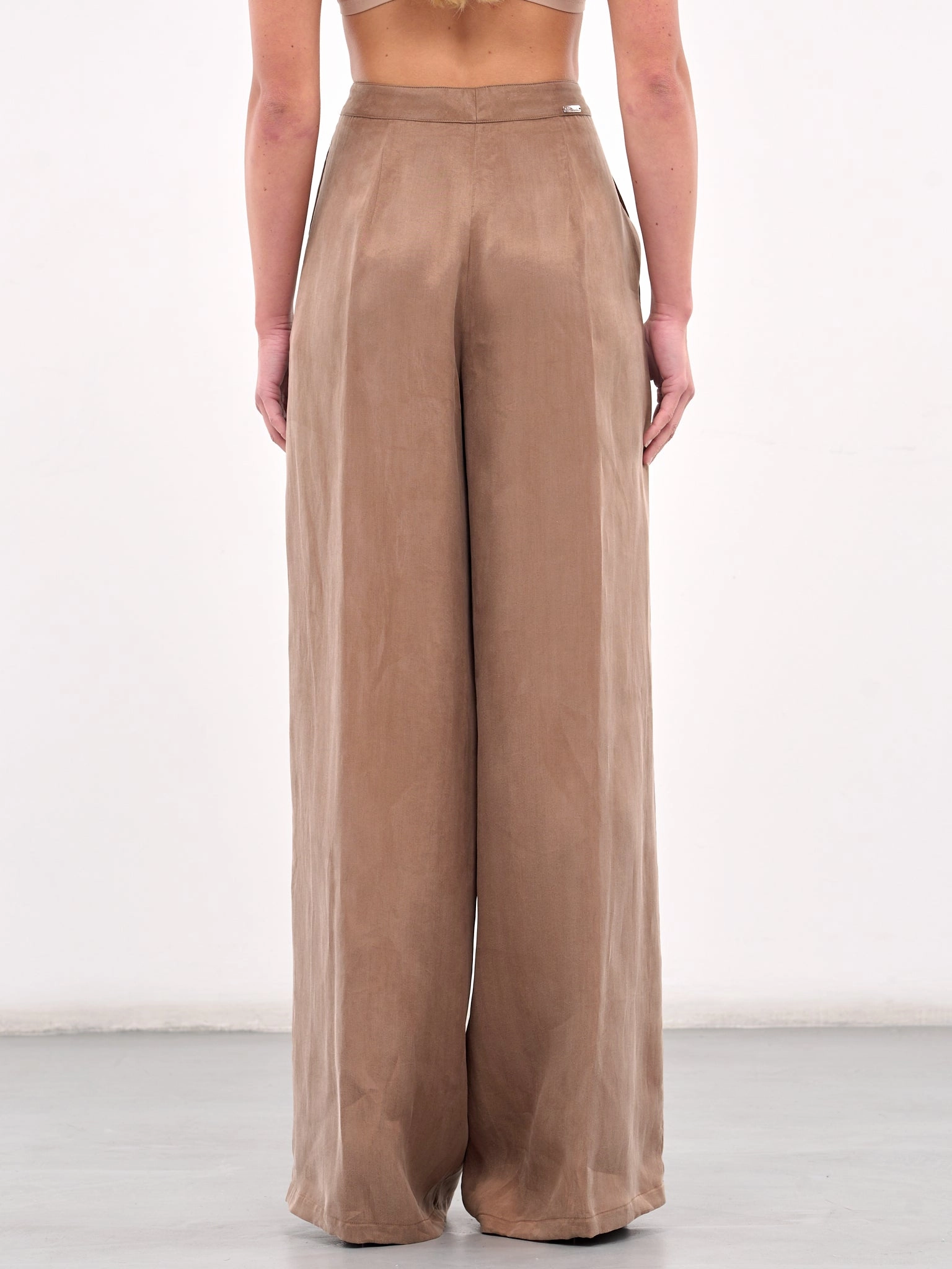 Gabardine Wide Leg Trousers (4P093A-N0555-BEAR-BROWN)
