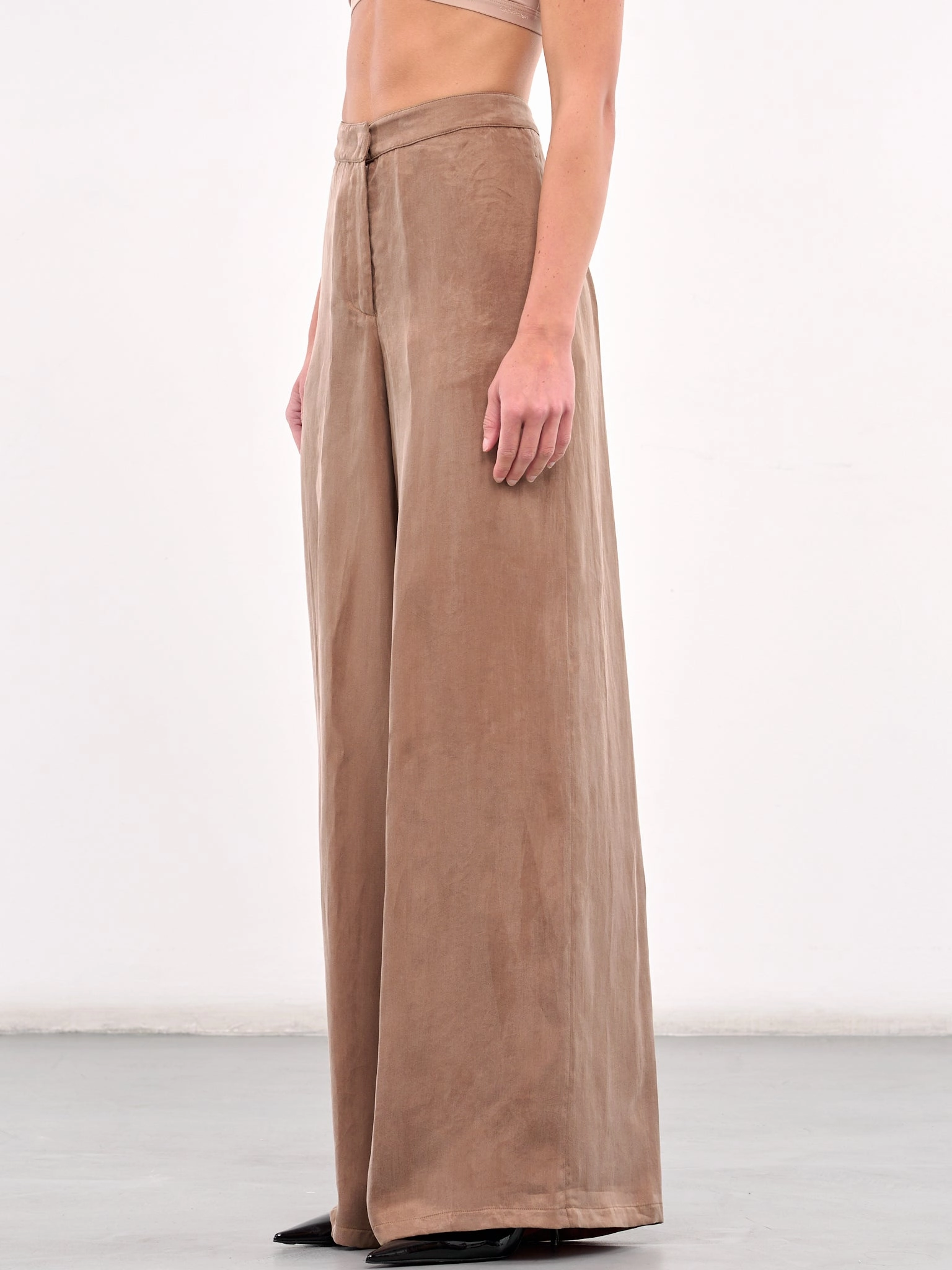 Gabardine Wide Leg Trousers (4P093A-N0555-BEAR-BROWN)