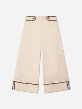 Girls Stretch Gabardine Trousers in Beige