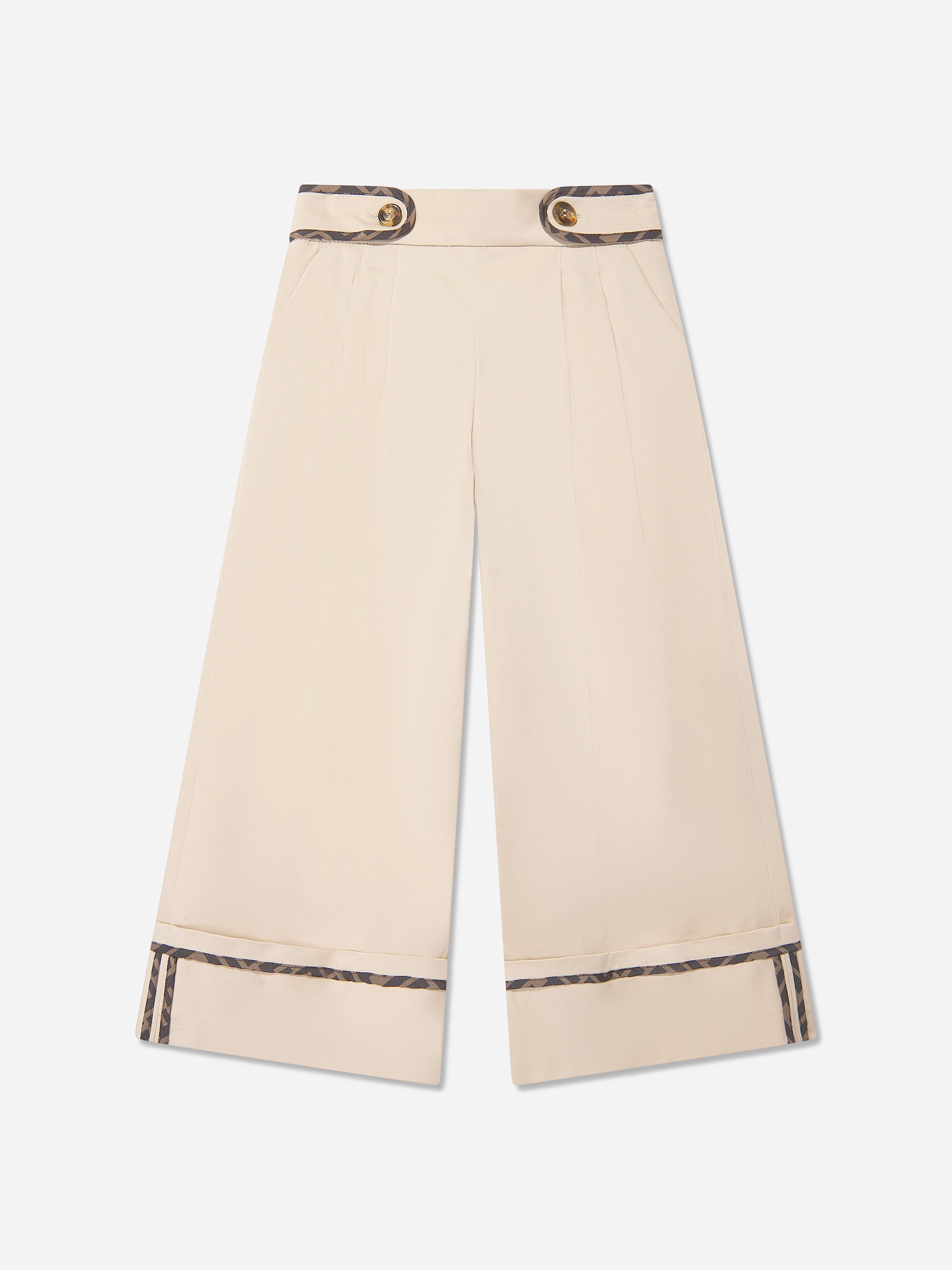 Girls Stretch Gabardine Trousers in Beige