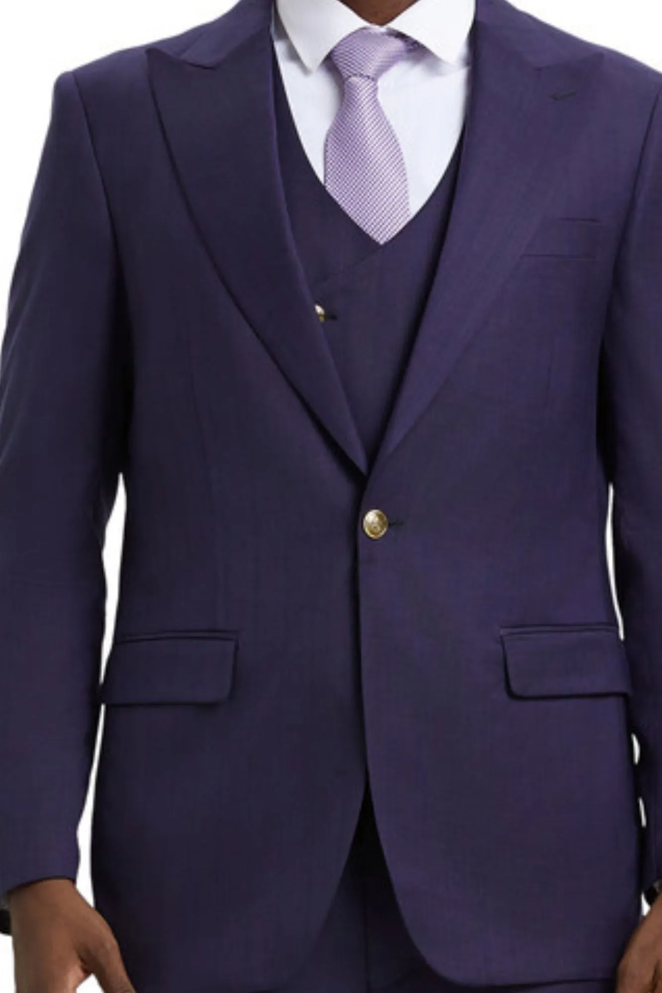 Glitzern Collection: Men's Purple Plaid Hybrid Fit 3 Piece Suit
