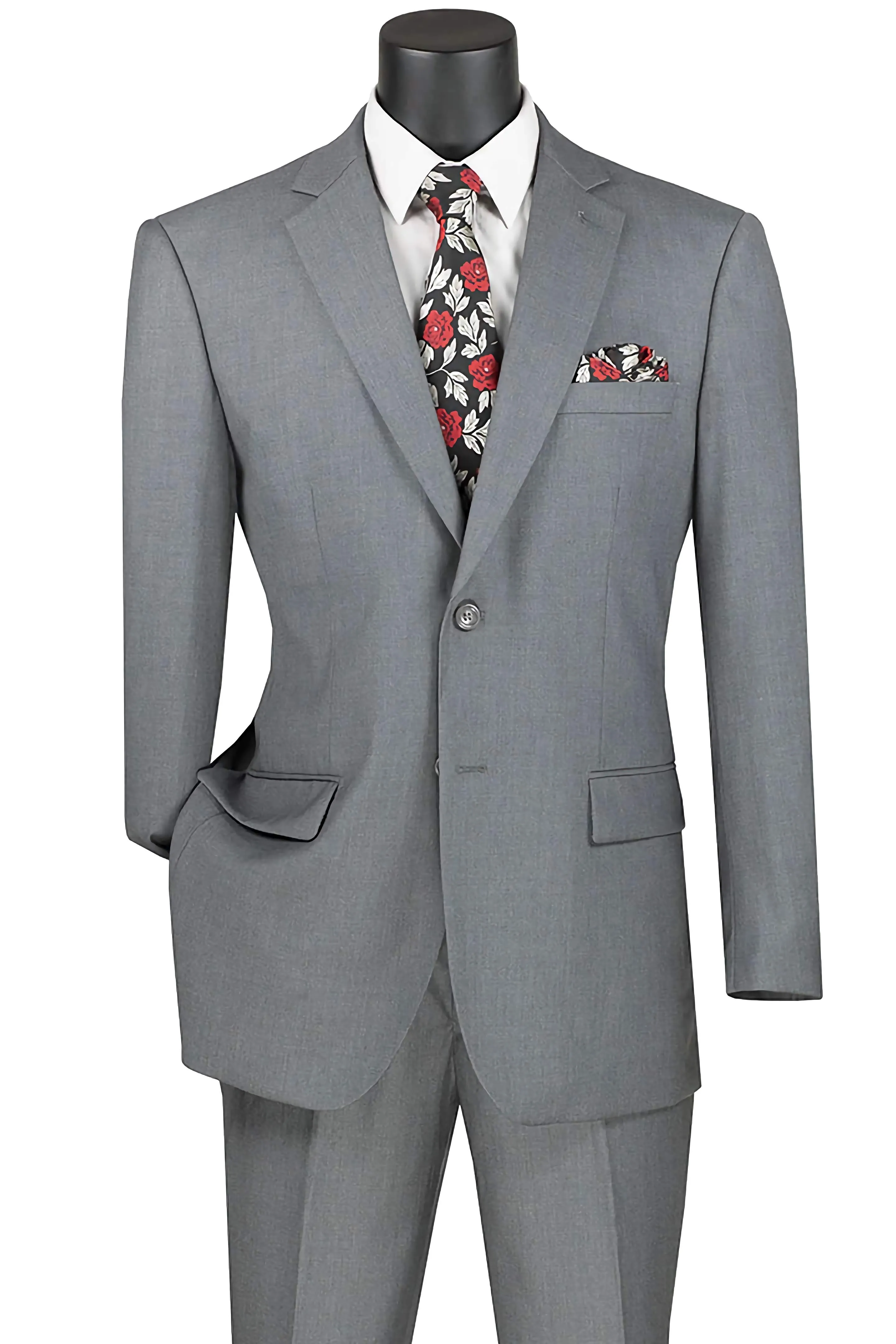 Gray Regular Fit 2 Piece Suit Flat Front Pants with 2″ Adjustable Waist Band