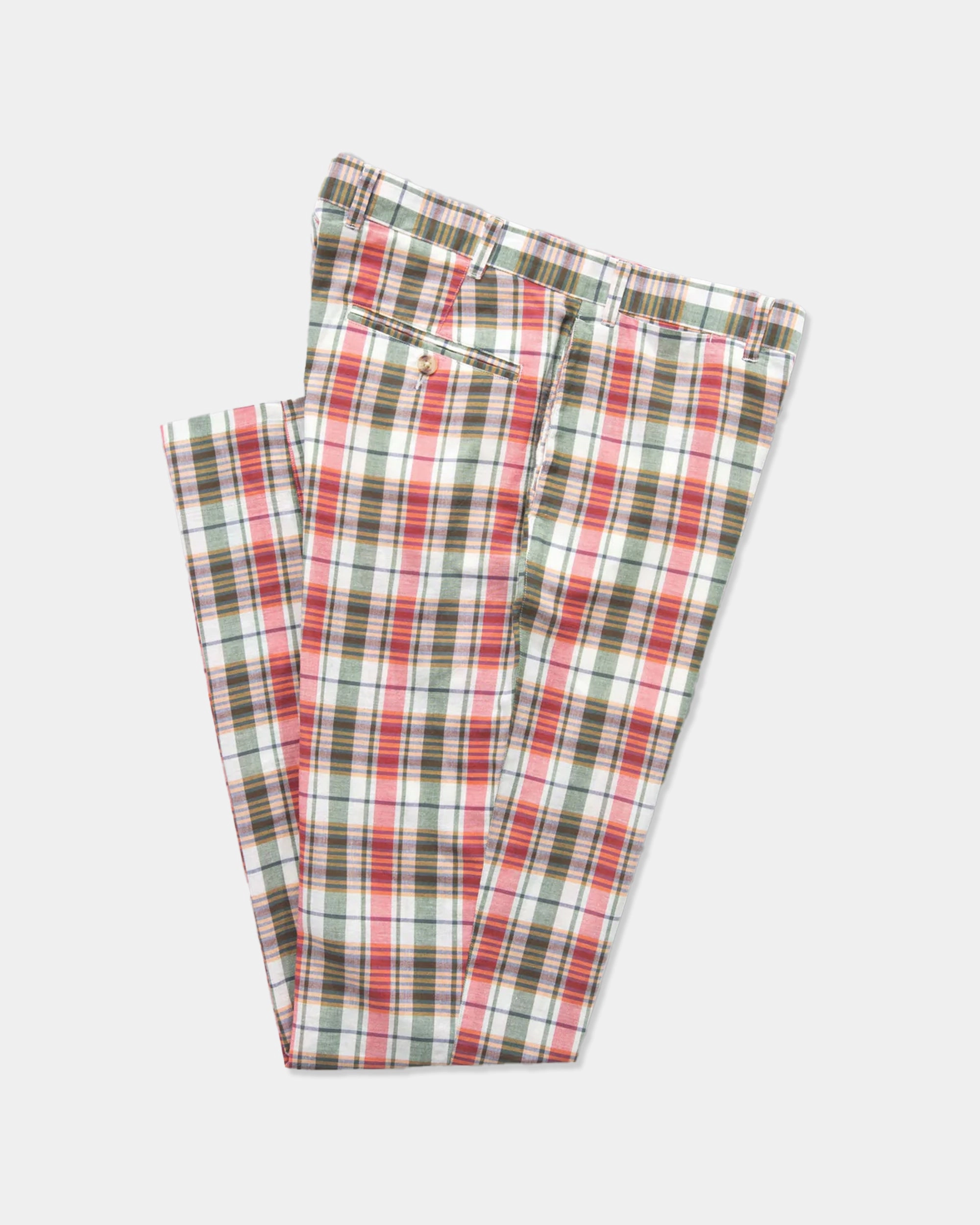 GREEN/RED MADRAS PANTS - TRIM FIT