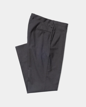 GREY SINGLE PLEAT WOOL TROUSER