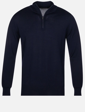 Half Zip Mock Neck Jumper Navy