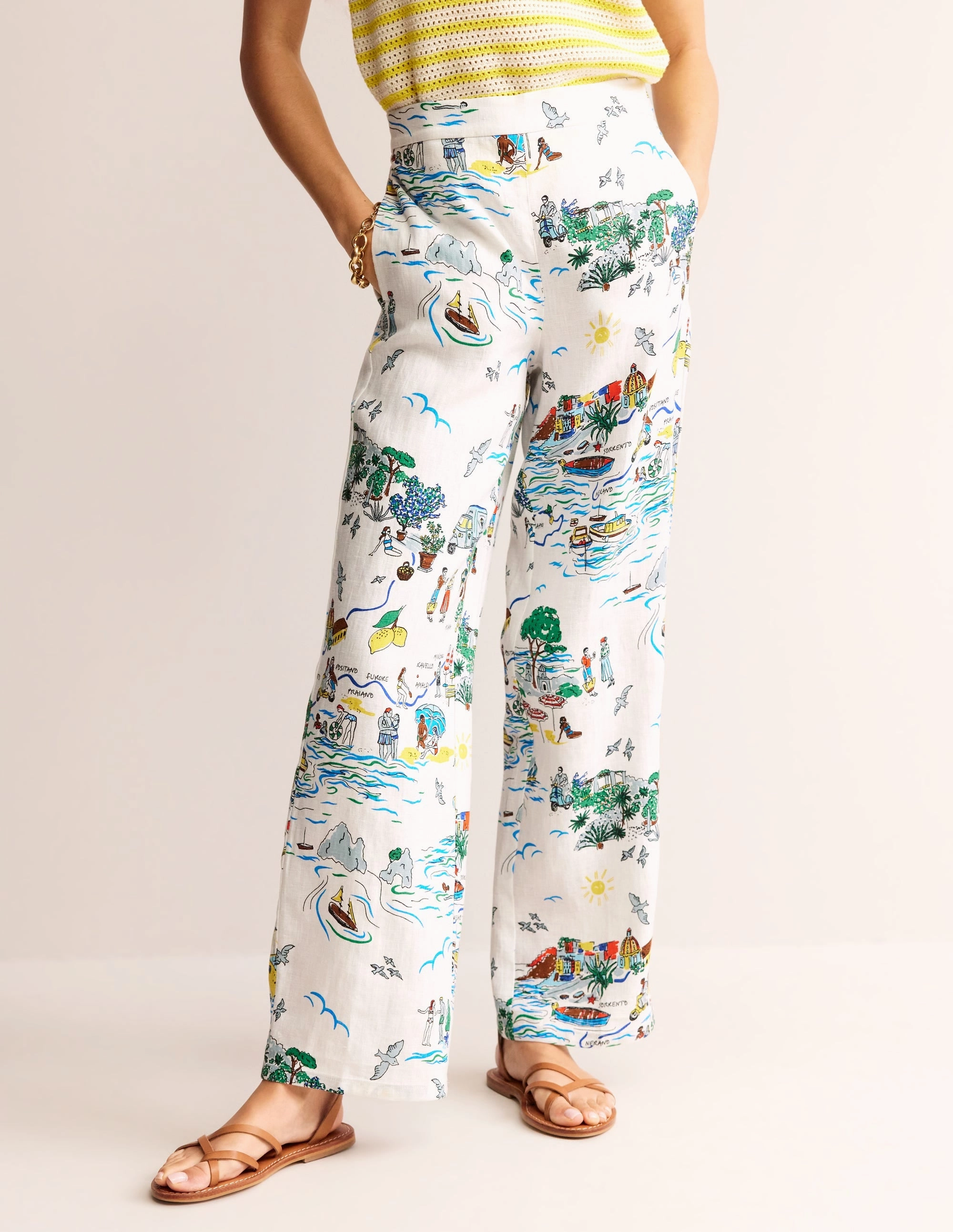 Hampstead Linen Pants-Ivory, Amalfi