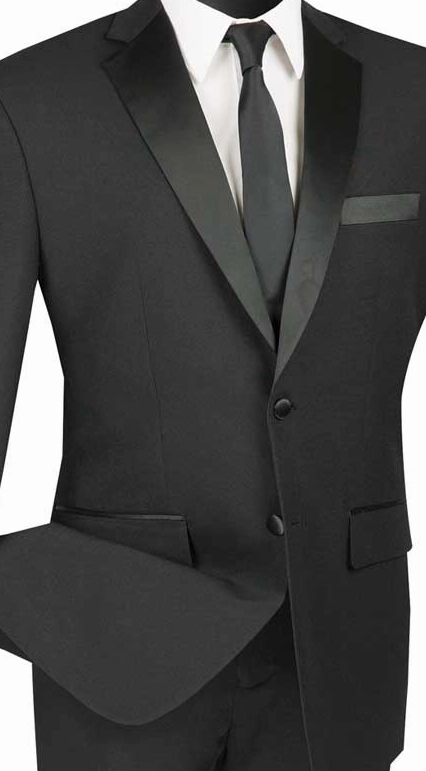 Hestia Highness Collection: Black 2 Piece Solid Color Single Breasted Slim Fit Tuxedo