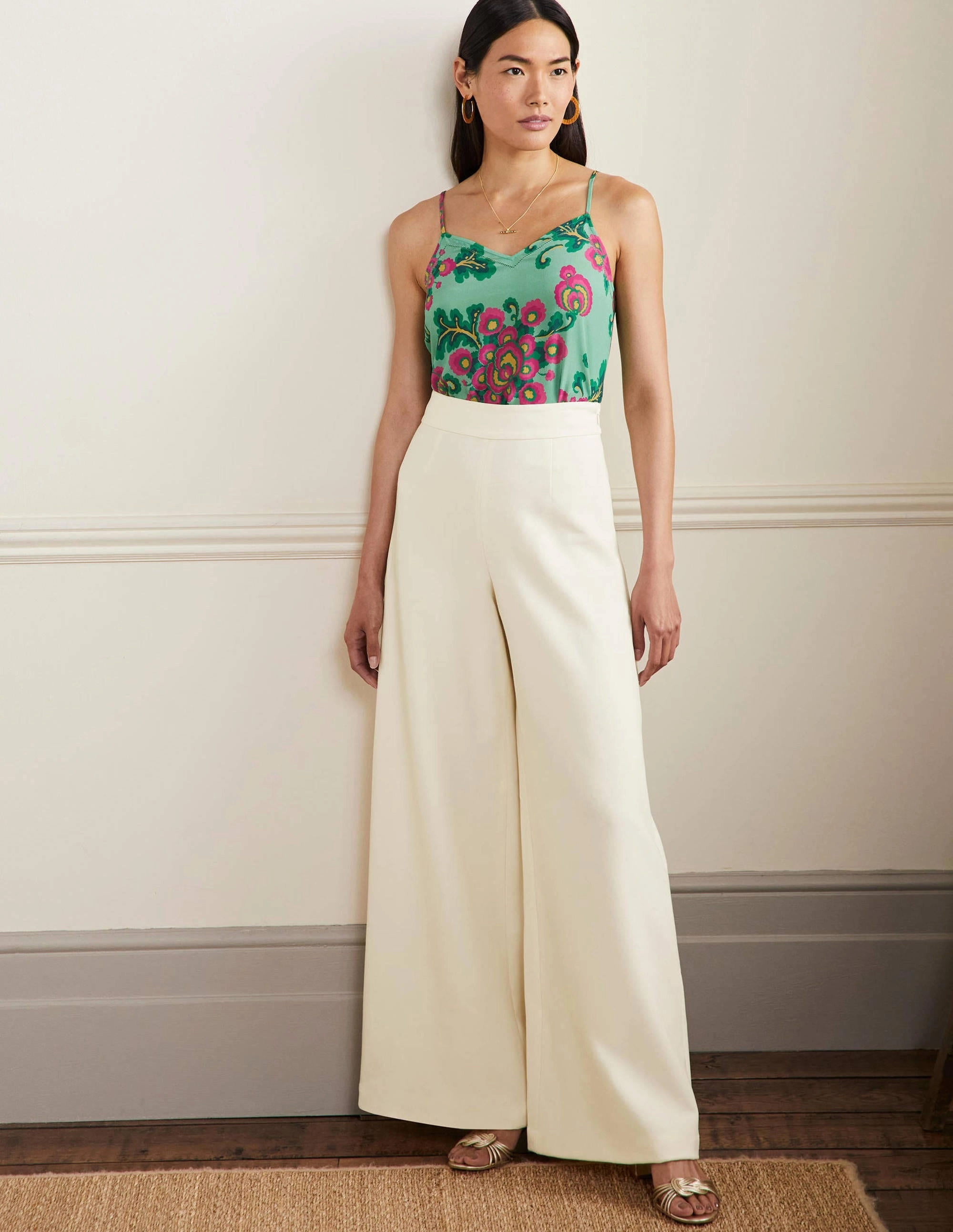 High Waisted Palazzo Pants-Ivory