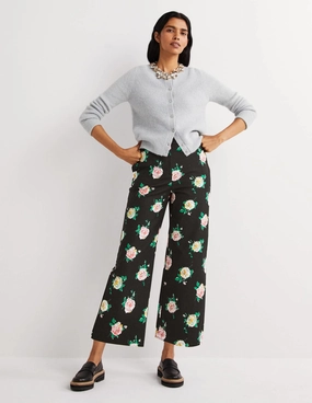 High Waisted Richmond Pants-Black, Painterly Rose