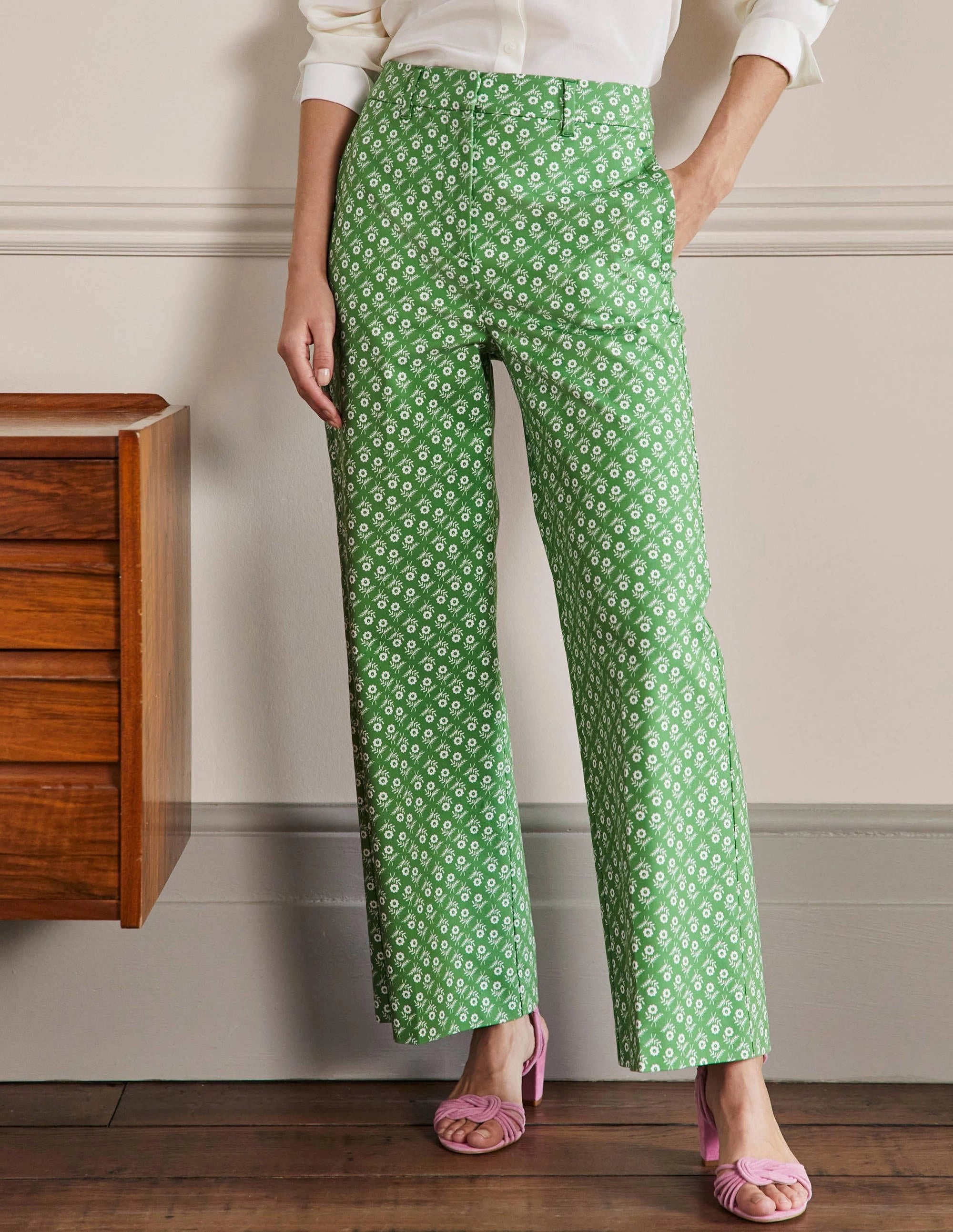 High Waisted Richmond Pants-English Ivy, Loose Sprig