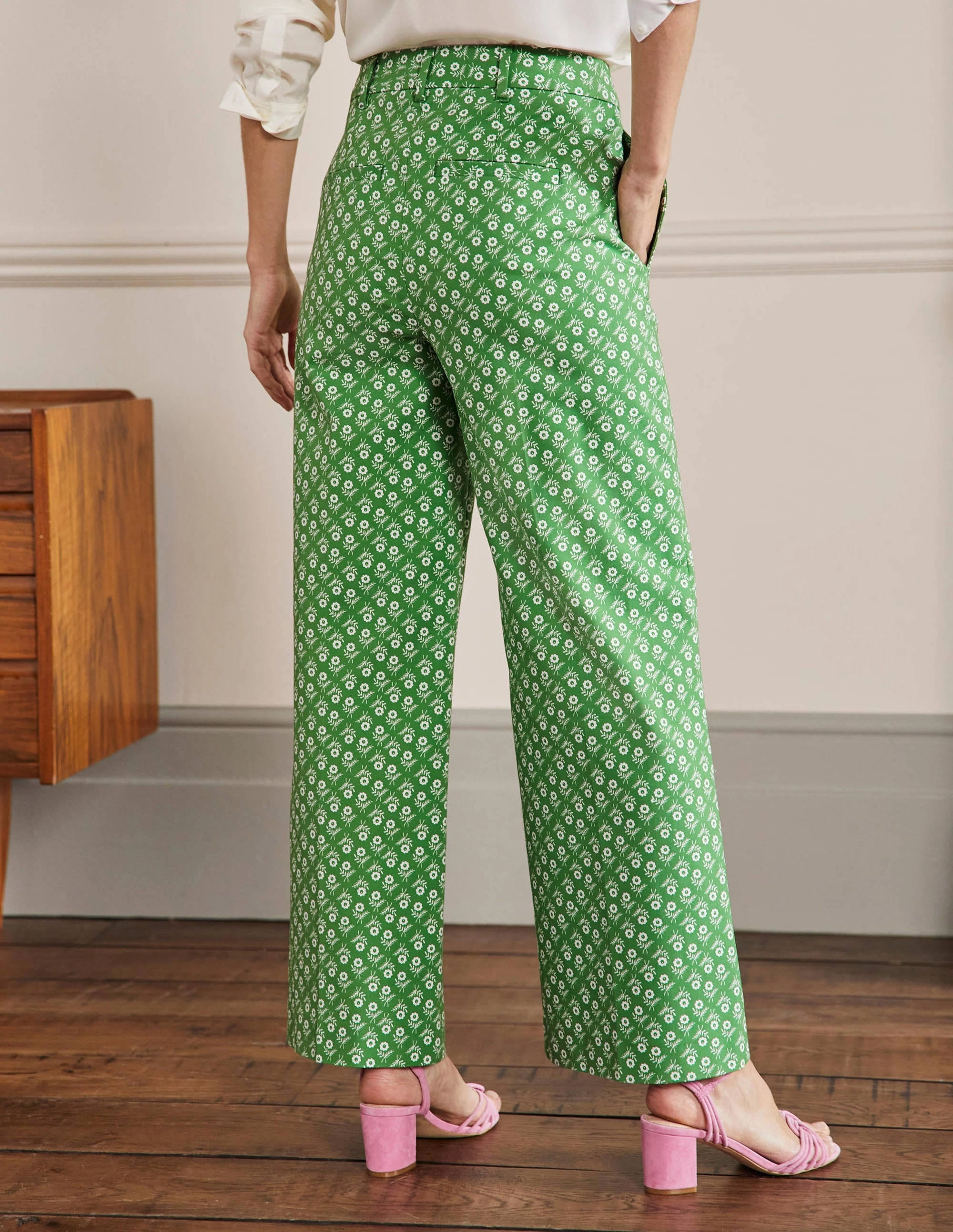 High Waisted Richmond Pants-English Ivy, Loose Sprig