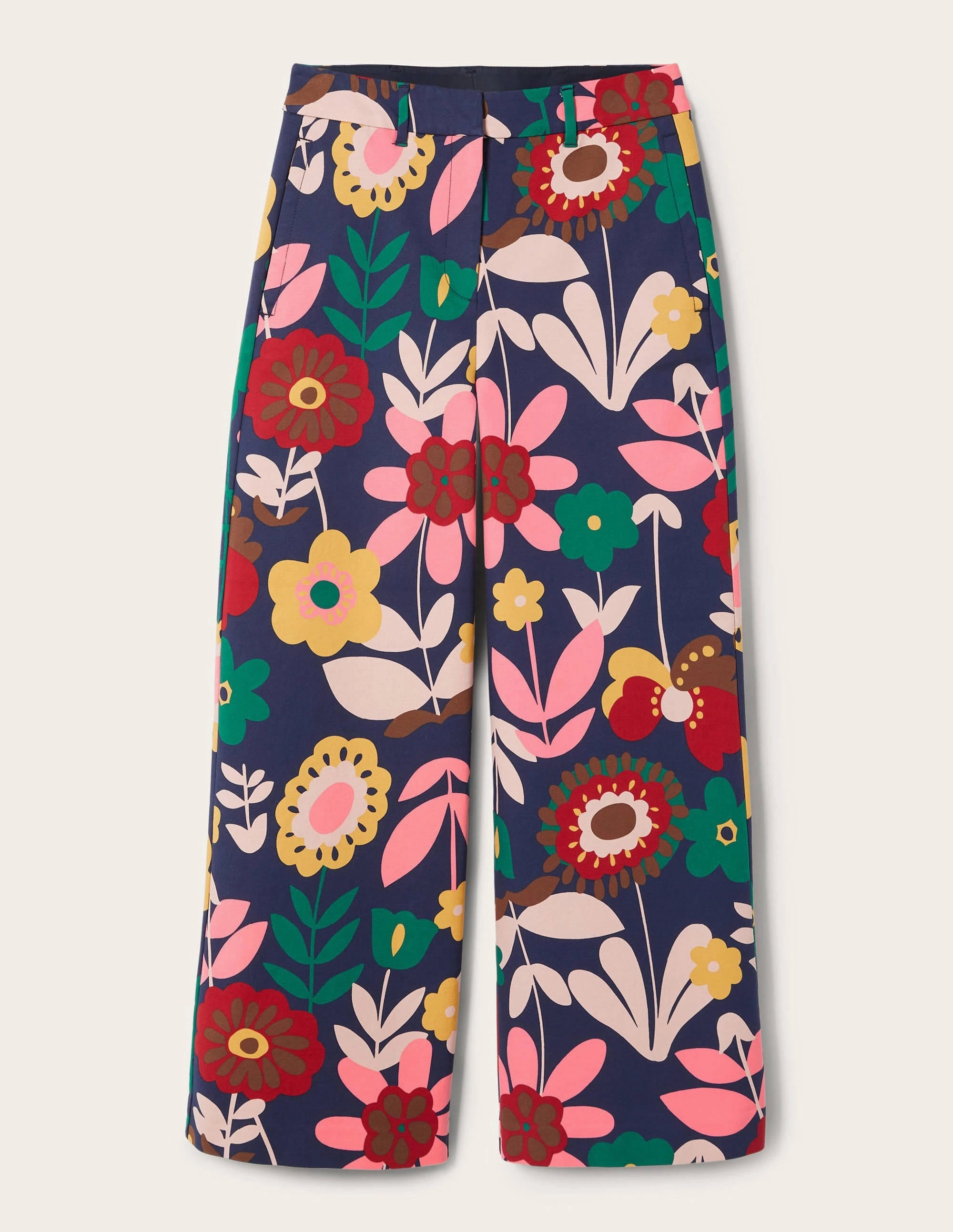 High Waisted Richmond Pants-French Navy, Flora Bloom