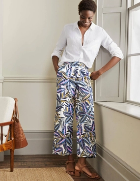 High Waisted Richmond Pants-Multi, Exotic Leaves