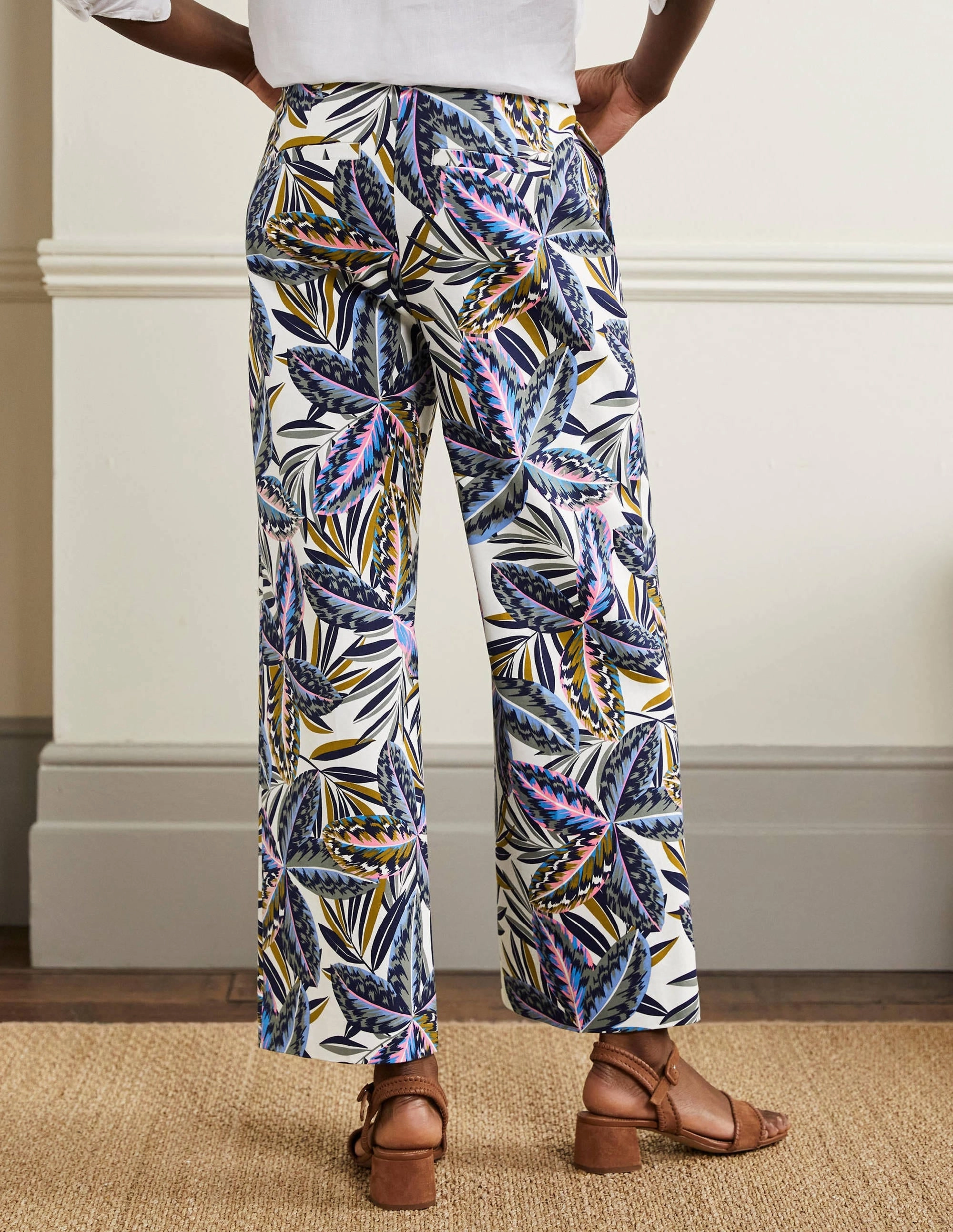 High Waisted Richmond Pants-Multi, Exotic Leaves
