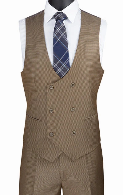 Imperial Collection: Khaki 2 Piece Birdseye Pattern Single Breasted Modern Fit Suit