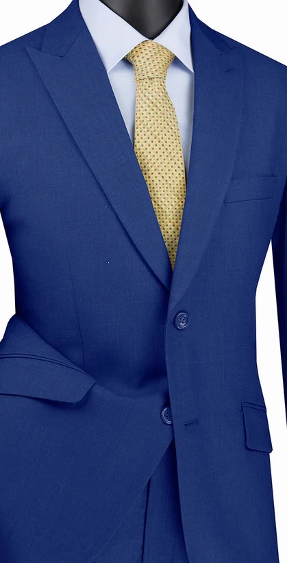 Iris Innovations Collection: Blue 2 Piece Solid Color Single Breasted Modern Fit Suit