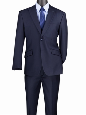 Iris Innovations Collection: Navy 2 Piece Solid Color Single Breasted Modern Fit Suit