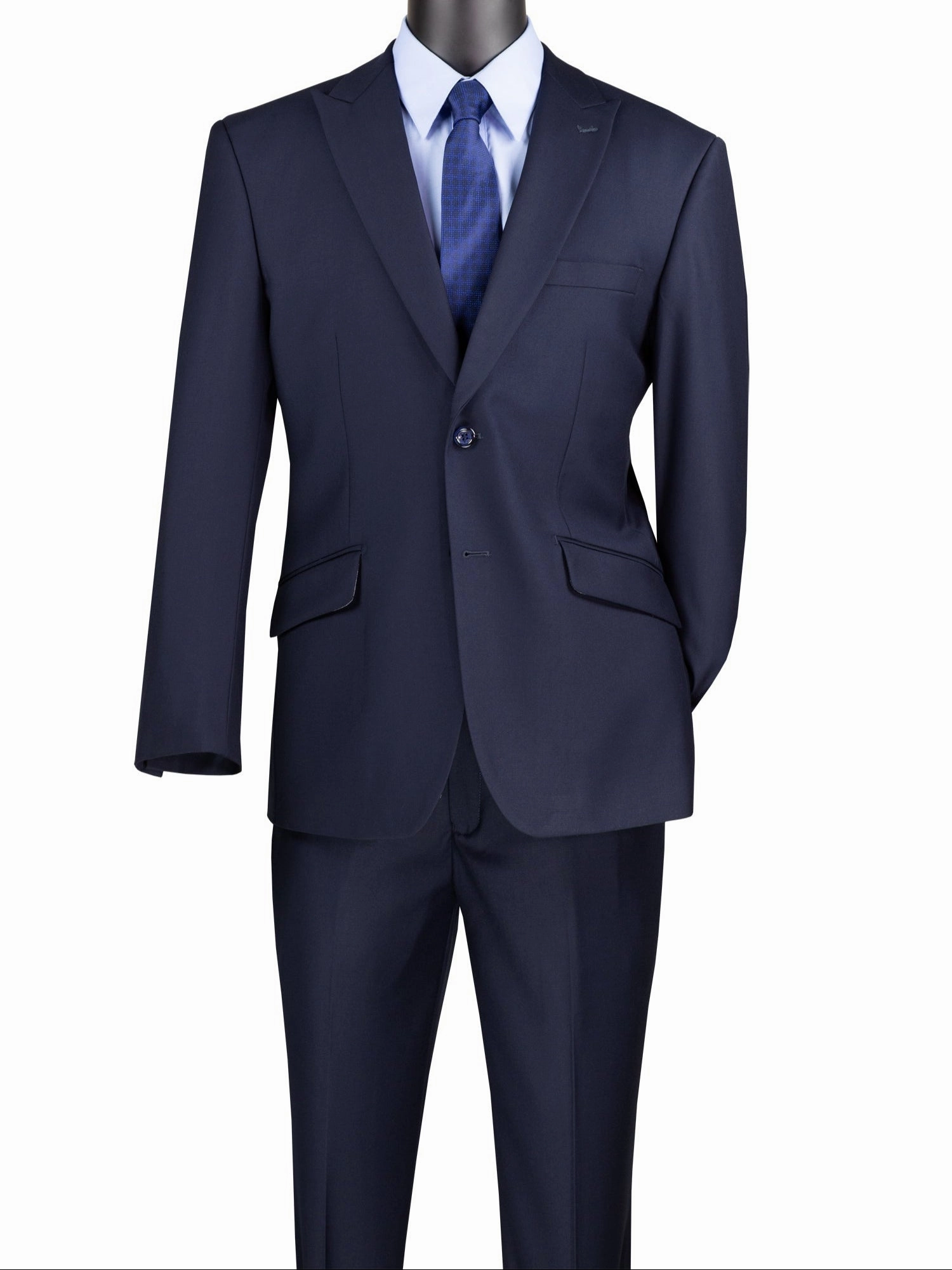 Iris Innovations Collection: Navy 2 Piece Solid Color Single Breasted Modern Fit Suit