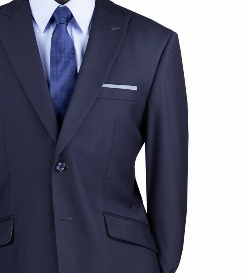 Iris Innovations Collection: Navy 2 Piece Solid Color Single Breasted Modern Fit Suit