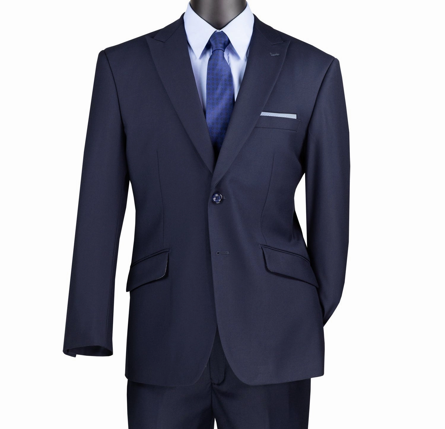 Iris Innovations Collection: Navy 2 Piece Solid Color Single Breasted Modern Fit Suit