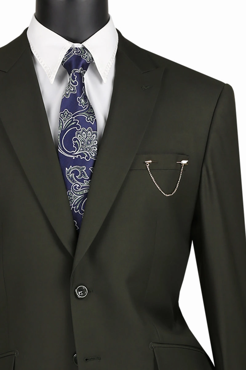 Iris Innovations Collection: Olive 2 Piece Solid Color Single Breasted Modern Fit Suit