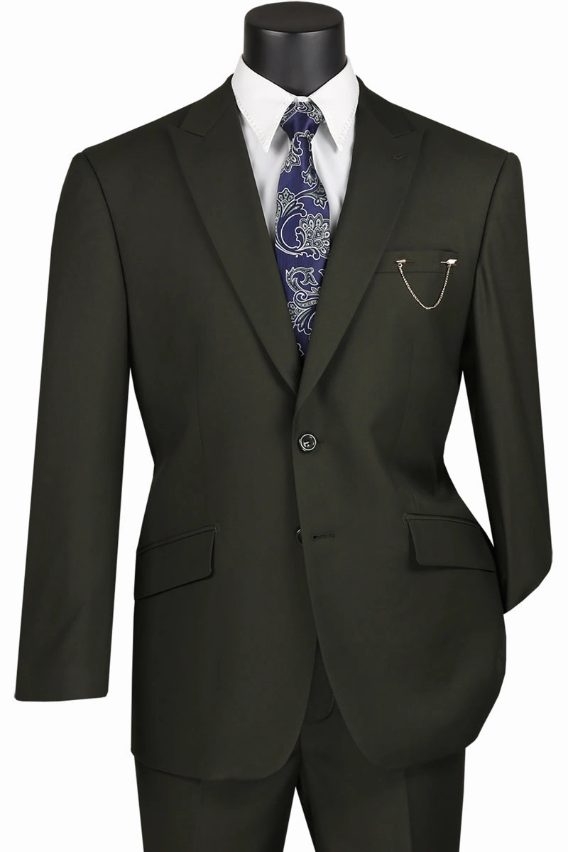 Iris Innovations Collection: Olive 2 Piece Solid Color Single Breasted Modern Fit Suit
