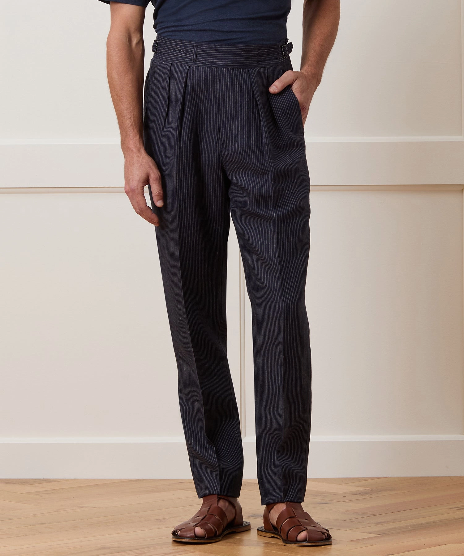 Irish Linen Striped Gurkha Trouser