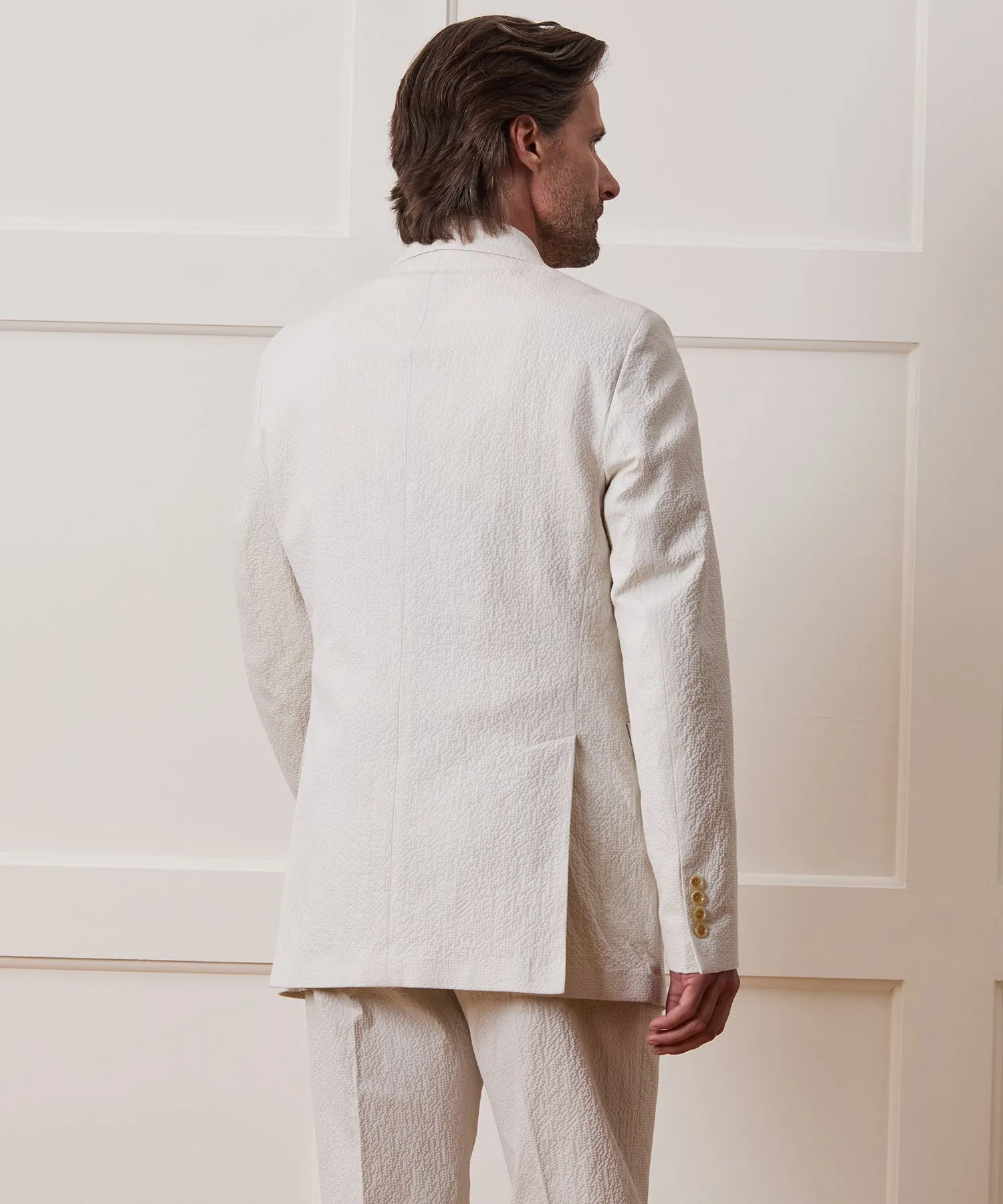 Italian Seersucker Double-Breasted Suit