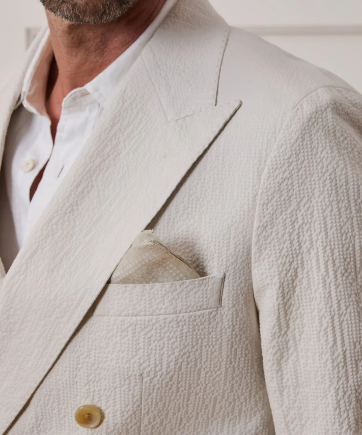 Italian Seersucker Double-Breasted Suit