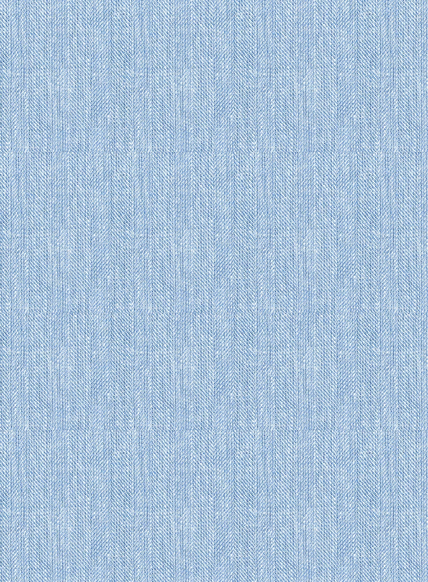 Italian Prato Blue Herringbone Linen Suit