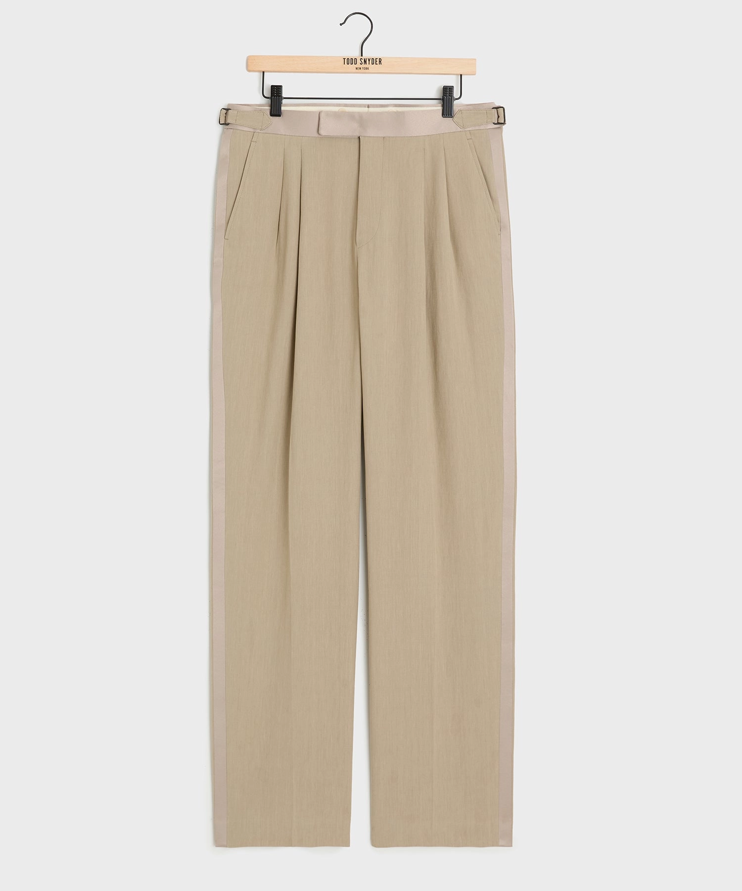 Italian Relaxed Sueded Linen Tuxedo Trouser