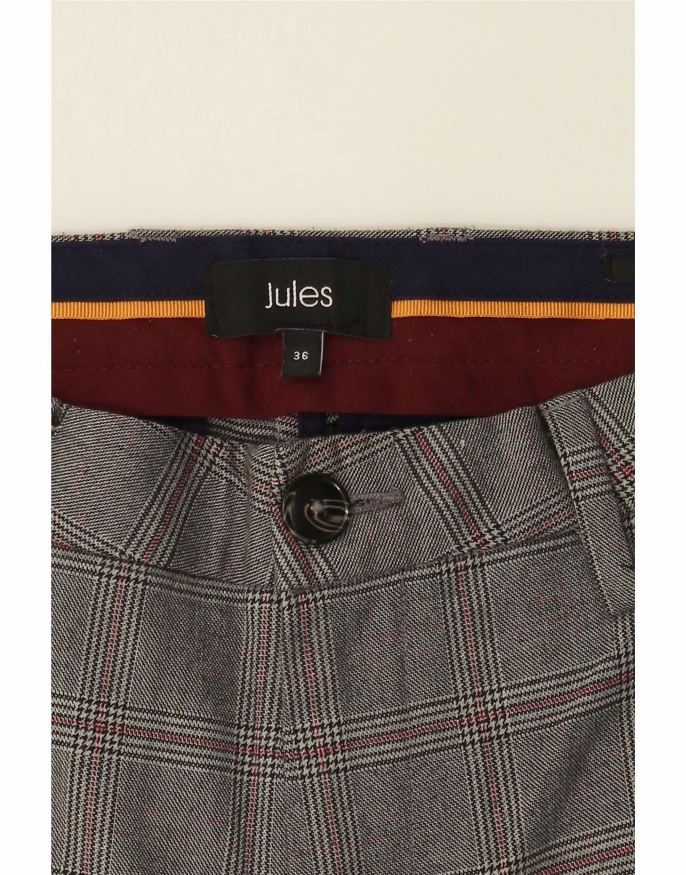 JULES Womens Slim Cropped Trousers EU 36 Small W28 L25 Grey Check