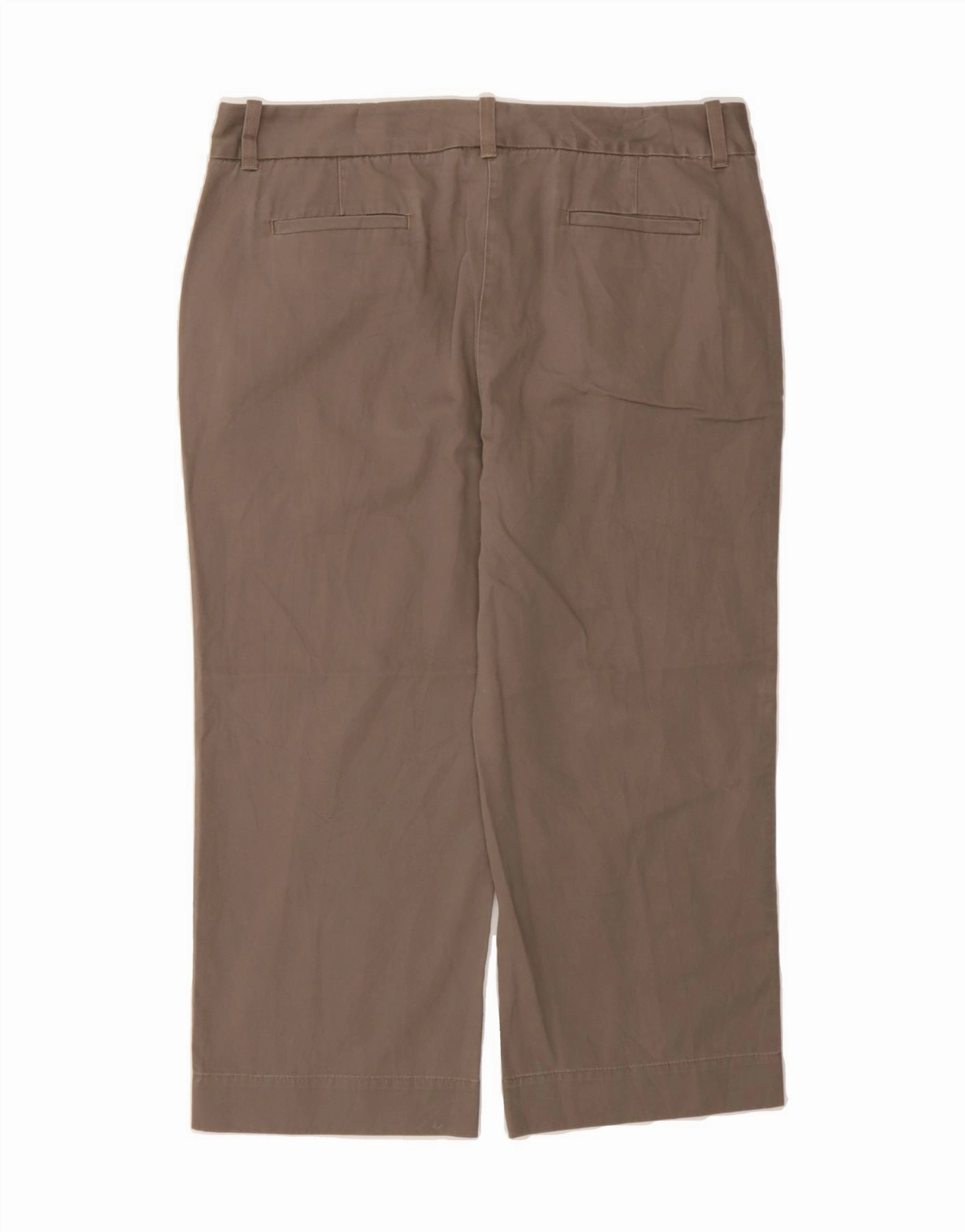 L.L.BEAN Womens Straight Cropped Trousers US 14 XL W36 L23 Brown Cotton