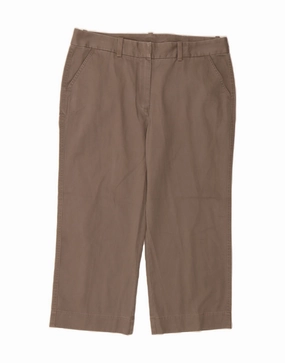 L.L.BEAN Womens Straight Cropped Trousers US 14 XL W36 L23 Brown Cotton