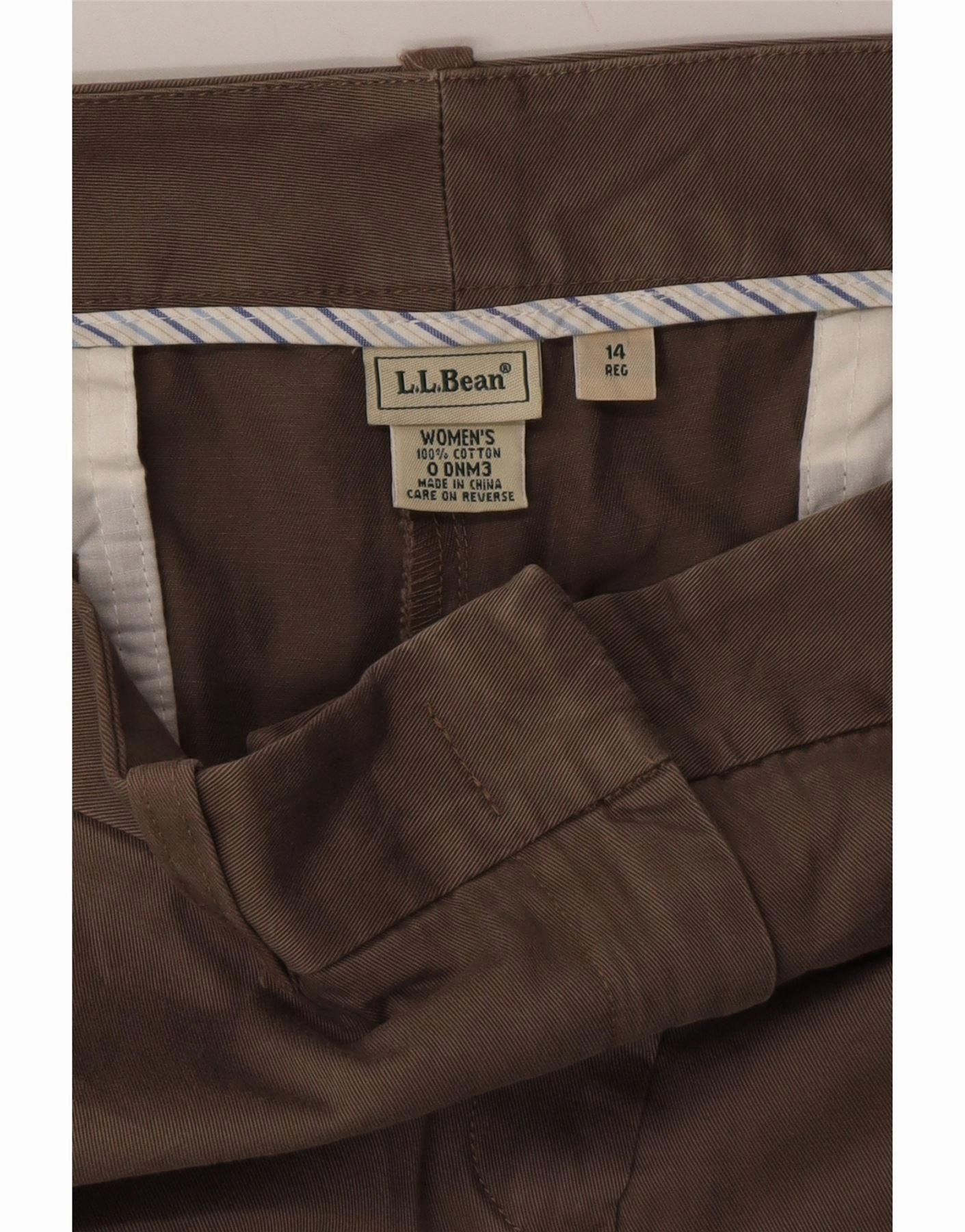 L.L.BEAN Womens Straight Cropped Trousers US 14 XL W36 L23 Brown Cotton