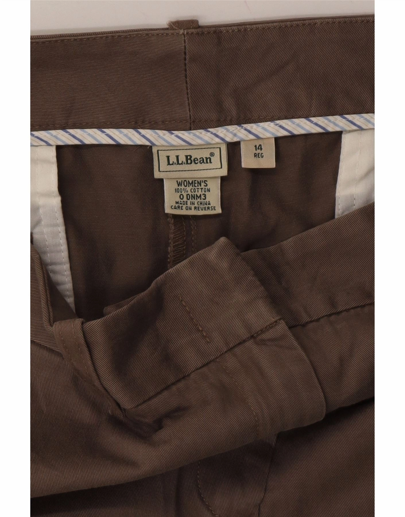 L.L.BEAN Womens Straight Cropped Trousers US 14 XL W36 L23 Brown Cotton