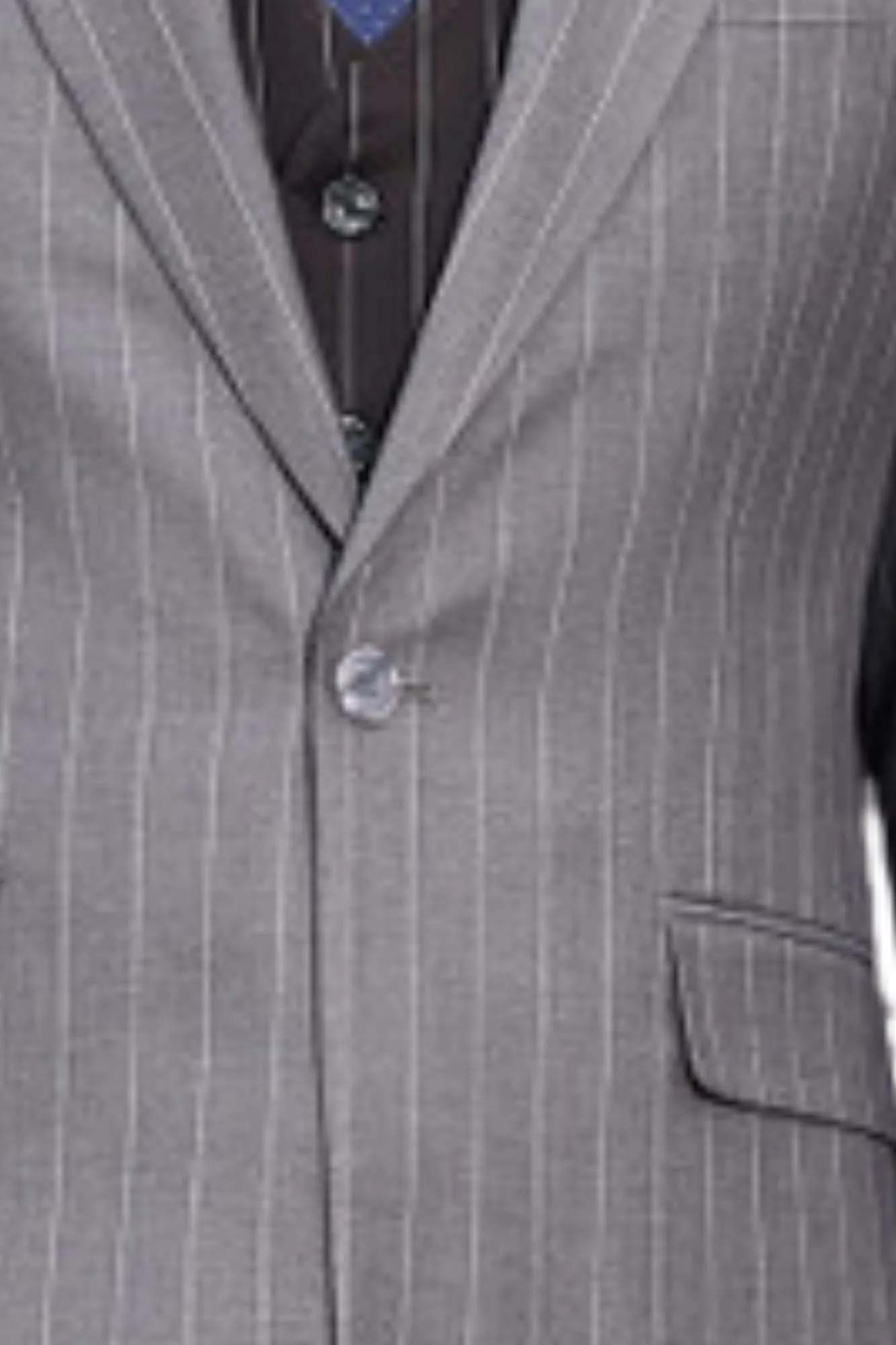Lavellaby Collection: 3 Piece Men's Pinstripe Hybrid Fit Suit In Steel Grey